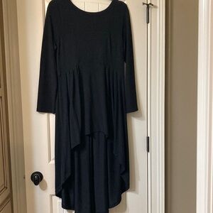 Reborn Black Asymmetrical High-Low Long Sleeve Dress NWOT